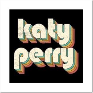 Retro Vintage Rainbow Katy Letters Distressed Style Posters and Art